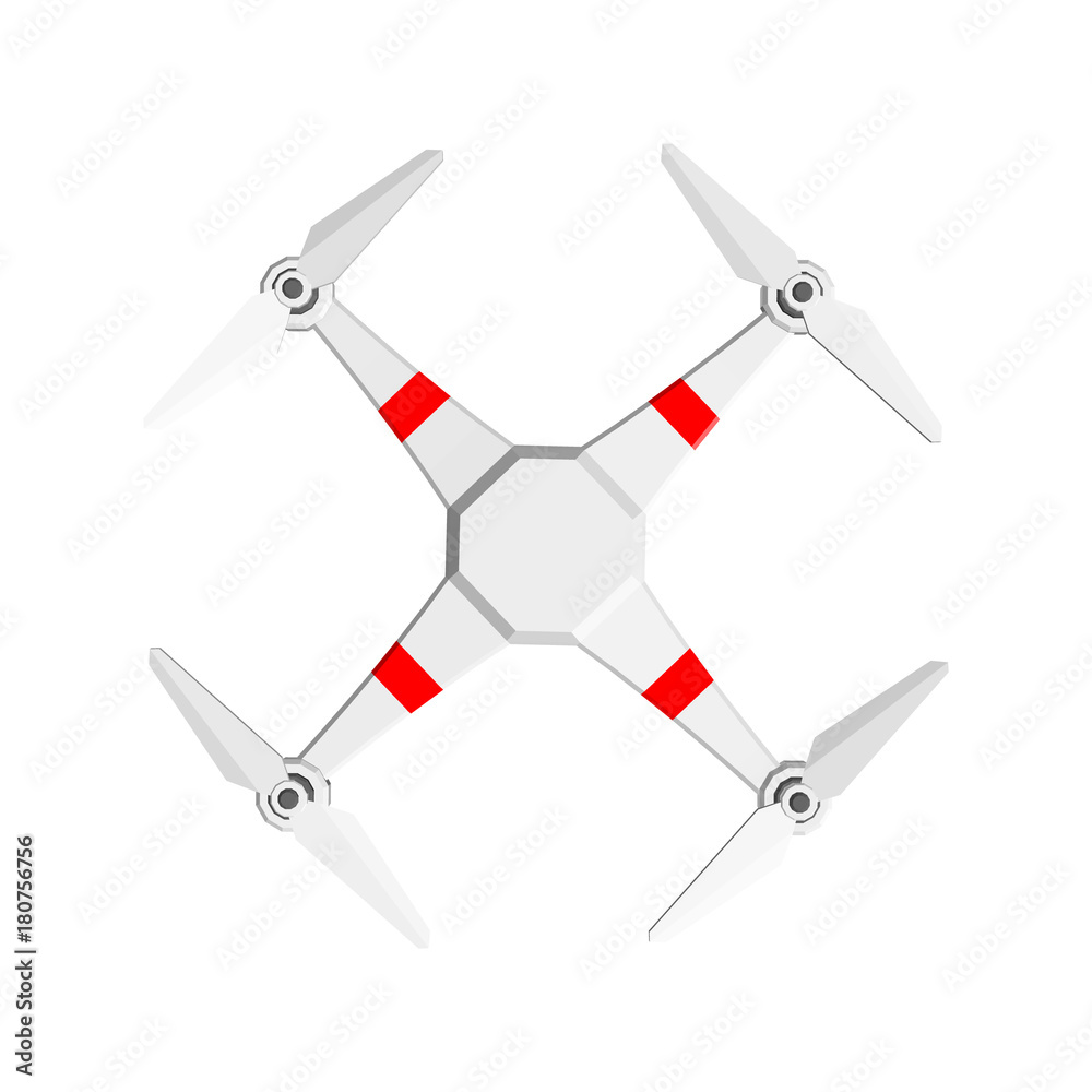 Drone with camera, UAV. Isolated on white background. Vector illustration. Drone with camera, UAV. Isolated on white background. Vector illustration.