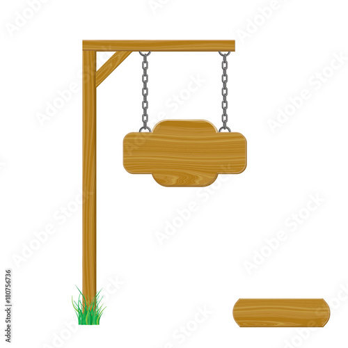 Blank wooden signboard hang...