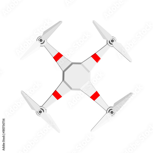 Drone with camera, UAV. Isolated on white background. Vector illustration.