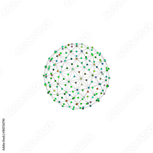 3d sphere from lines and dots. Isolated on white background.