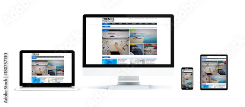 realistic devices isolated with blog landing page