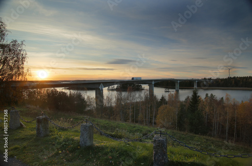 Bridge near Askersund over northern part of the lake Vaettern in Sweden © jojoo64
