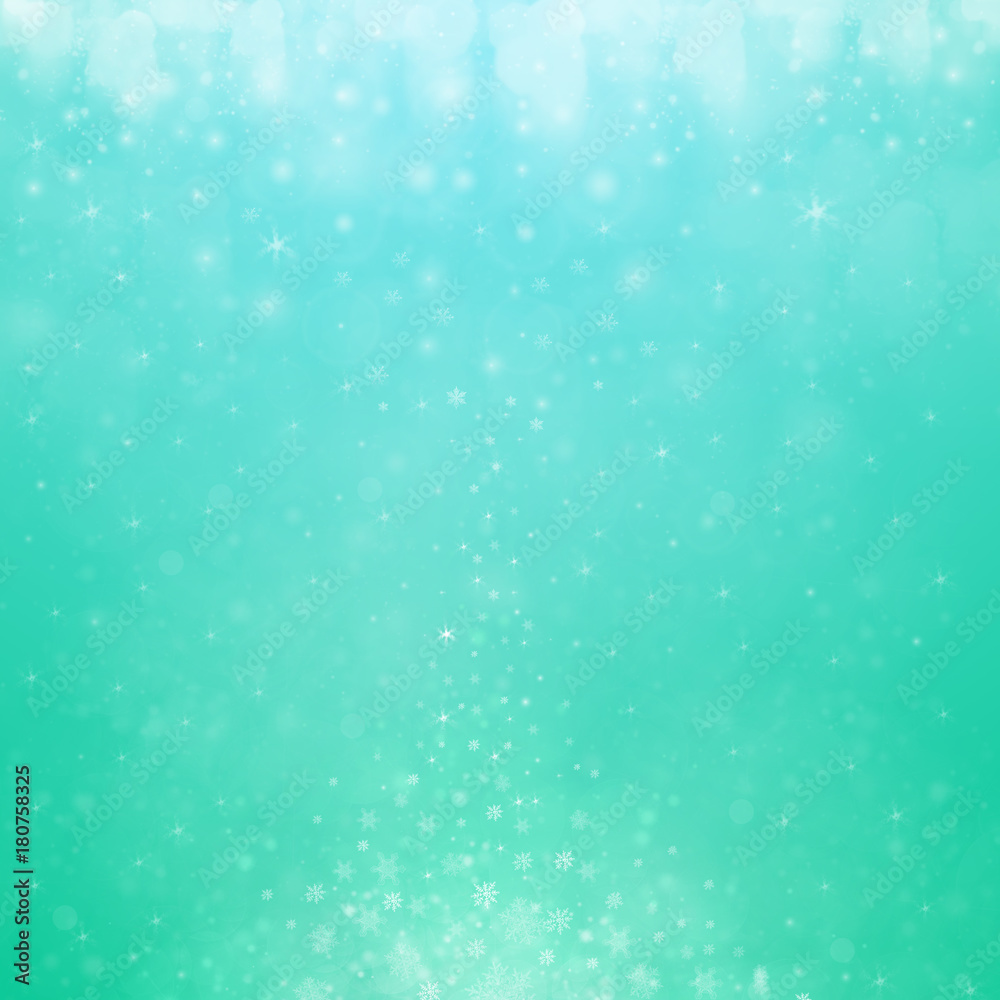 Christmas winter abstract background with snowflakes, bokeh lights and place for text. Christmas New Year's wallpaper
