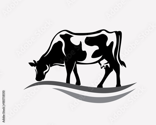 feeding cow stylized vector silhouette