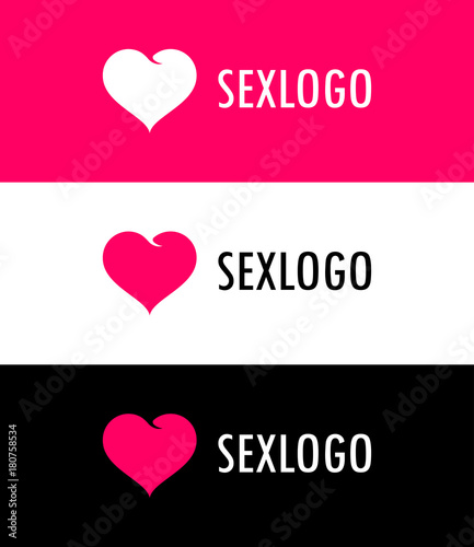 Sex Logo with Heart Like Girl Bum - Vector Emblem
