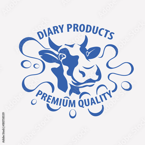 holstein smiling cow portrait stylized vector symbol, logo and emblem template
