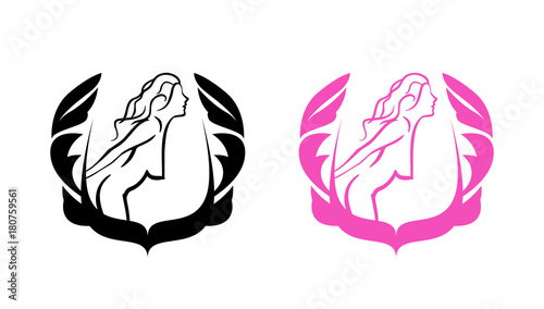 Blazon with Sexy Girl - Vector Blazon