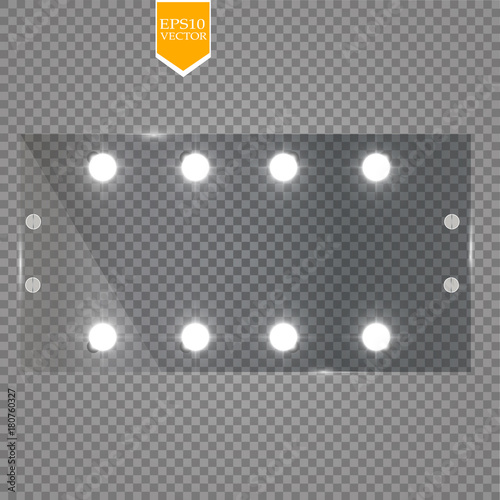 Makeup mirror isolated with lights. Vector illustration
