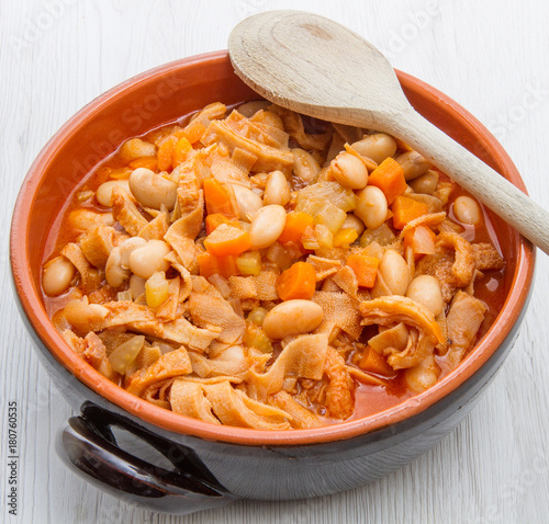 platter with tripe and beans photo