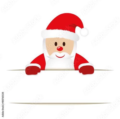 weihnachtsmann mit roter nase hält banner weiß