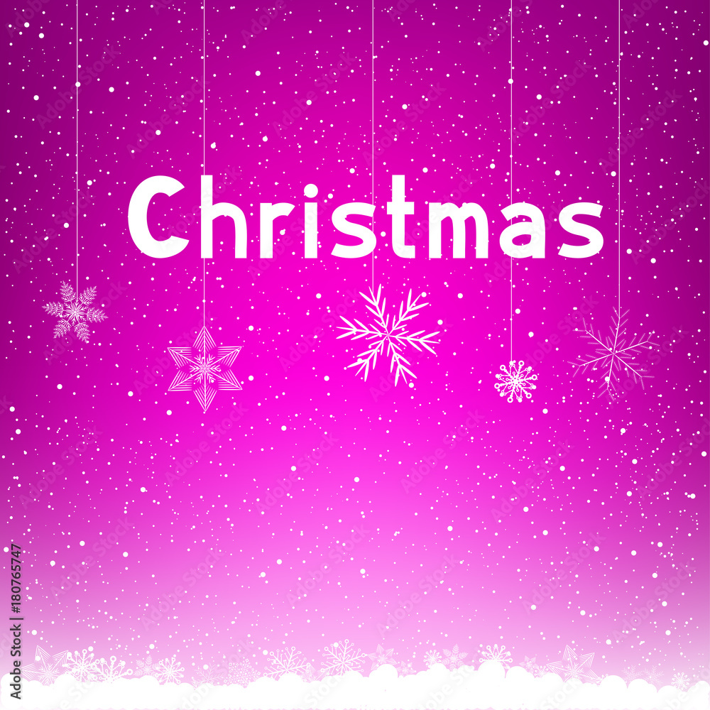 pink winter Christmas background snowflake