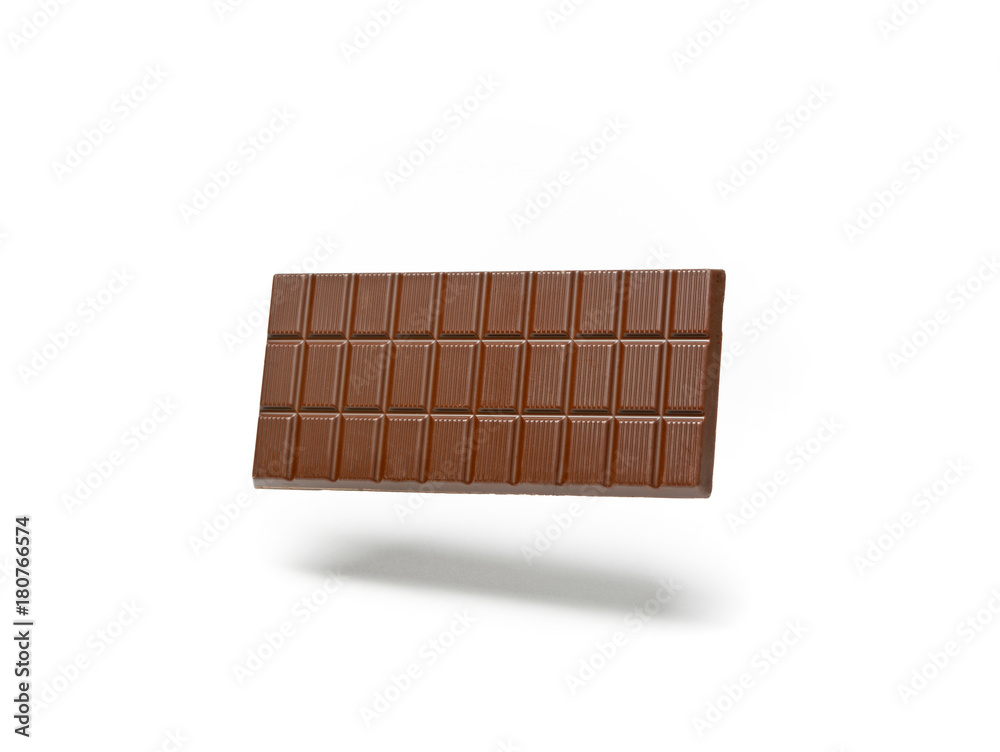 chocolate tablet on white background - floating in the air