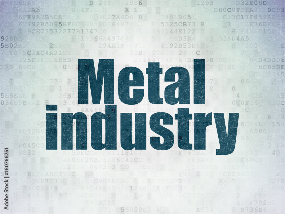 Fototapeta premium Industry concept: Painted blue word Metal Industry on Digital Data Paper background