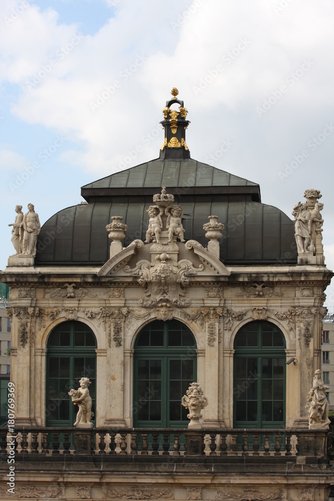 Details of Dresden's Zwinger - beautiful baroque architecture. It was built in 1709 during the reign of Augustus the Strong.