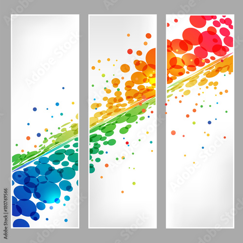 Set banners, splash colored round element