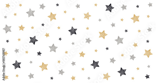 christmas stars scribble drawing card white isolated background