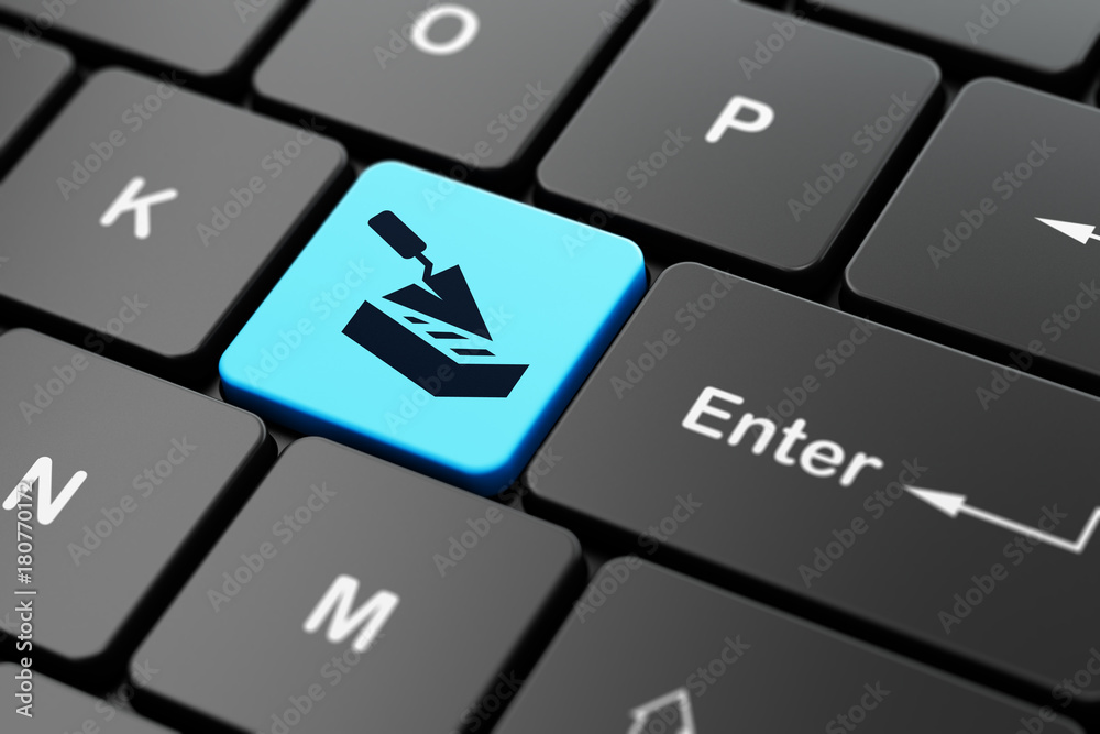 Construction concept: computer keyboard with Brick Wall icon on enter button background, 3D rendering Construction concept: computer keyboard with Brick Wall icon on enter button background, 3D rendering