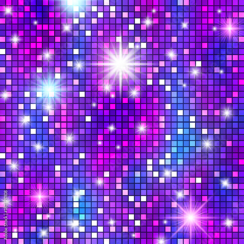 Disco ball party pattern, shining and gleaming squama mosaic texture for celebration banners, glamorous presentations, club style posters, events. Cabaret background.