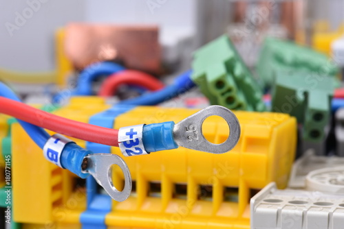 Electric cable and equipment in electrical cabinet, selective focus