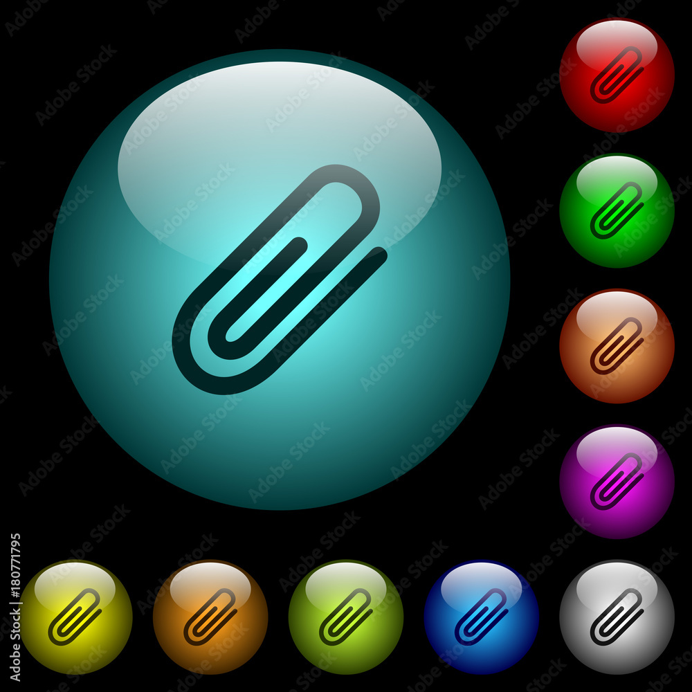 Attachment icons in color illuminated glass buttons Attachment icons in color illuminated glass buttons