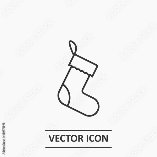 Outline christmas sock icon illustration vector symbol