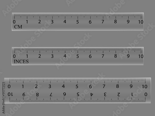 School of measuring plastic strap of 10 centimeters in colorless color. Vector illustration isolated on the background.EPS 10