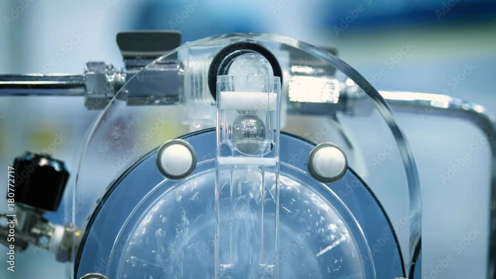 fluid double chamber valve. Equipment of the chemical laboratory for the production of promising innovative materials. Modern chemical research complex in the petrochemical industry.