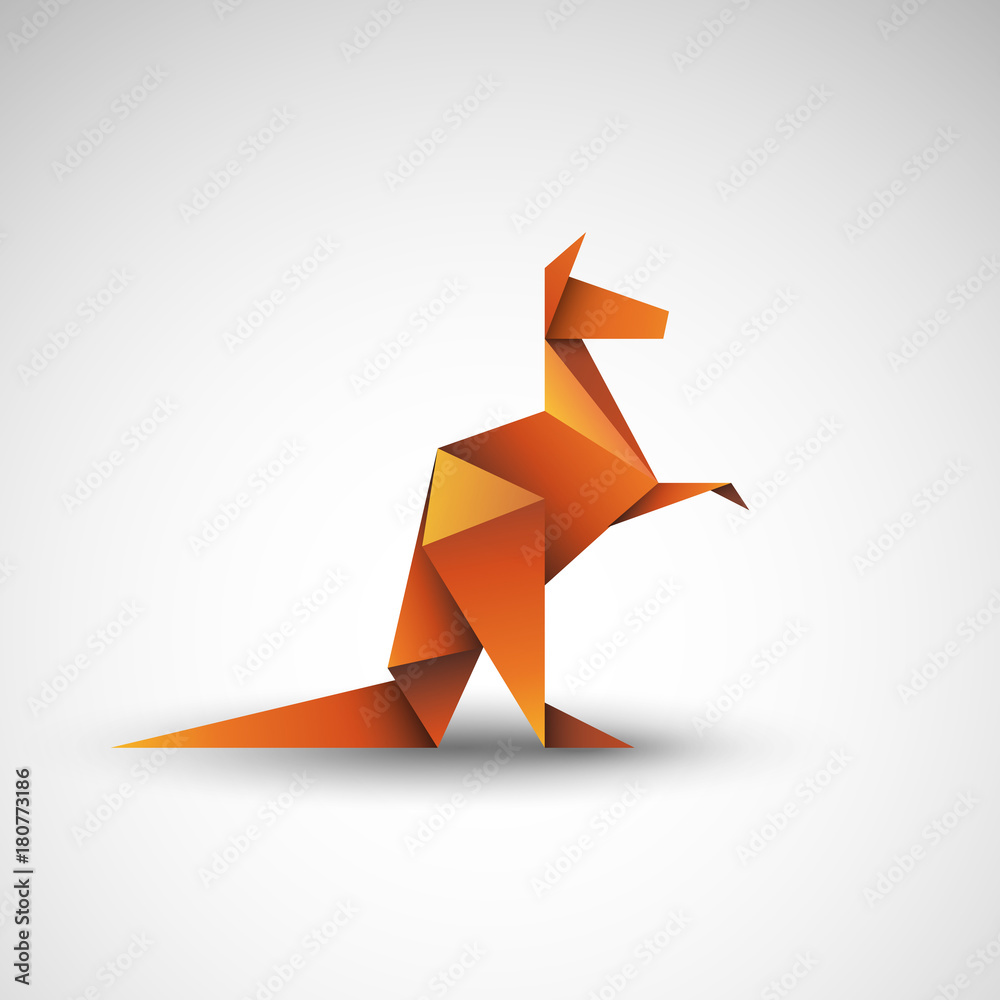 kangur origami wektor - obrazy, fototapety, plakaty 
