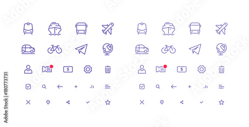 Set of Thin Line Vector Icons for Transport photo