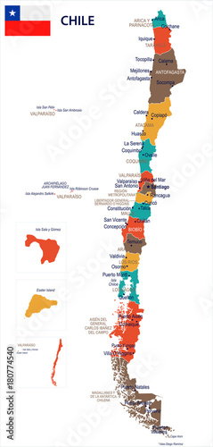 Chile - map and flag Detailed Vector Illustration