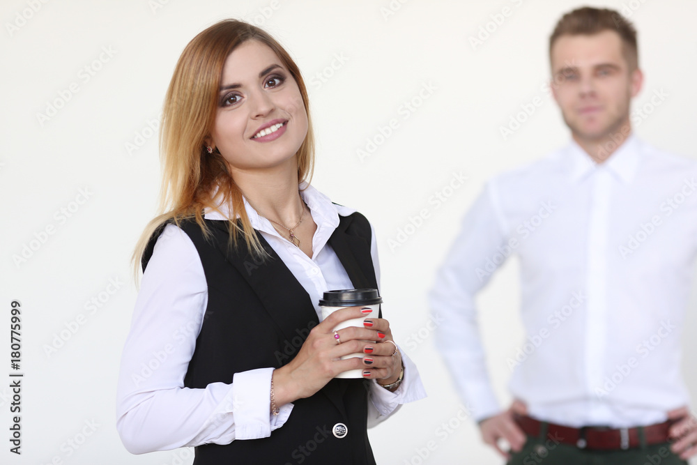 Businesswoman portrait with coffee in a team Businesswoman portrait with coffee in a team