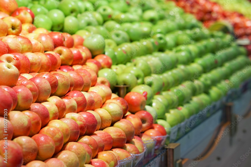 Fresh fruit in market stall ready for sale at farmers market Fresh fruit in market stall ready for sale at farmers market