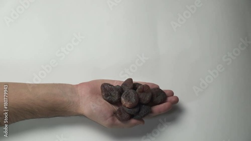 Dried apricots on the hand photo