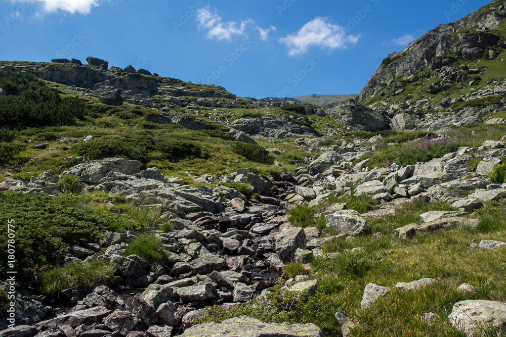 Landscape with river near The Seven Rila Lakes in Rila Mountan, Bulgaria Landscape with river near The Seven Rila Lakes in Rila Mountan, Bulgaria