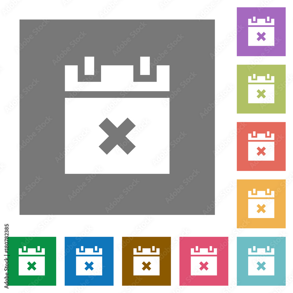 Fototapeta premium Cancel schedule square flat icons