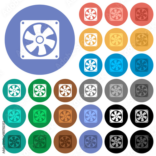 Computer fan round flat multi colored icons