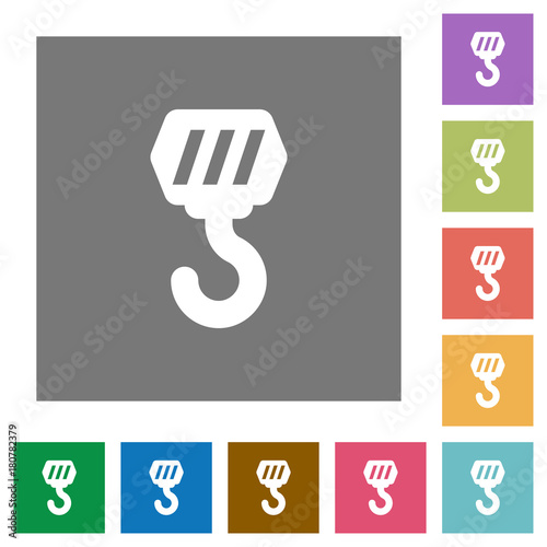 Construction hook square flat icons