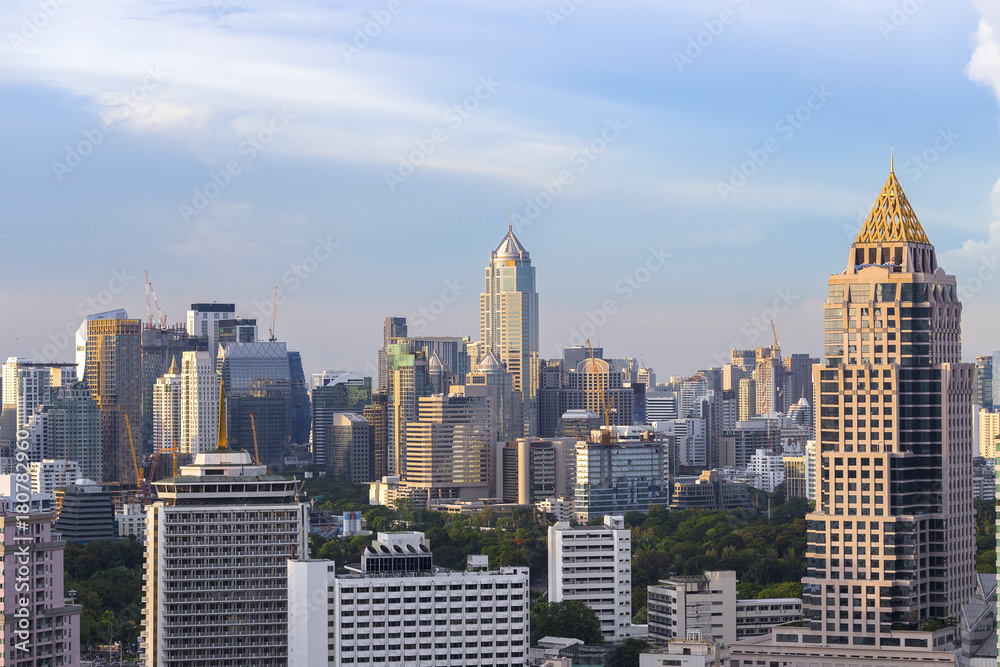 Fototapeta premium Cityscape Bangkok Thailand is metropolis and favorite of tourists live at between modern building / skyscraper, Community residents and various religions buildings are peacefully..