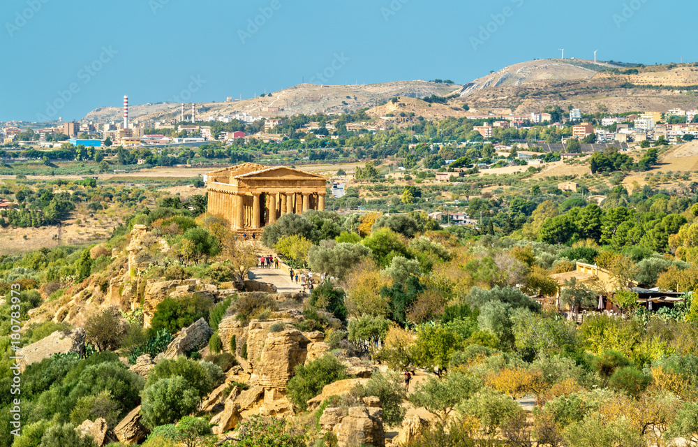 Panorama of the Valley of the Temples, a UNESCO World Heritage Site in Sicily, Italy