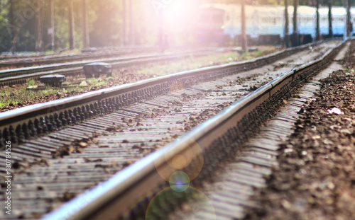 Railroad at sunny day. Railway background.