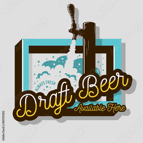 Draft Beer Tap Sign Design For Promotion. Vector Graphic.