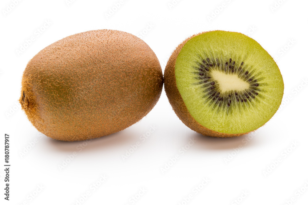 Kiwi fruit and sliced isolated on white background. Kiwi fruit and sliced isolated on white background.