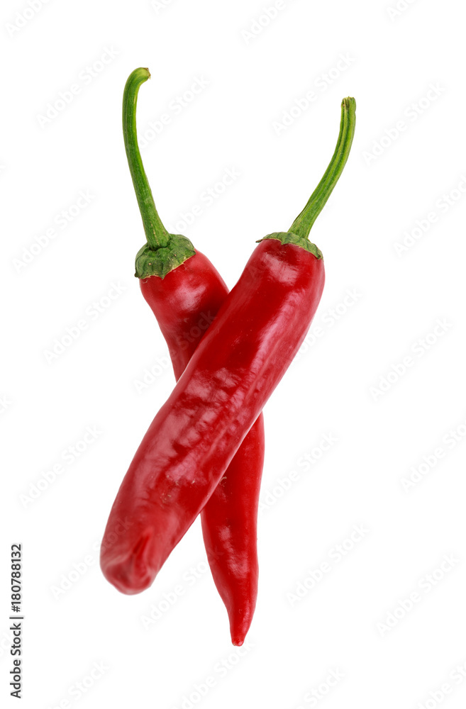 two hot red chili peppers