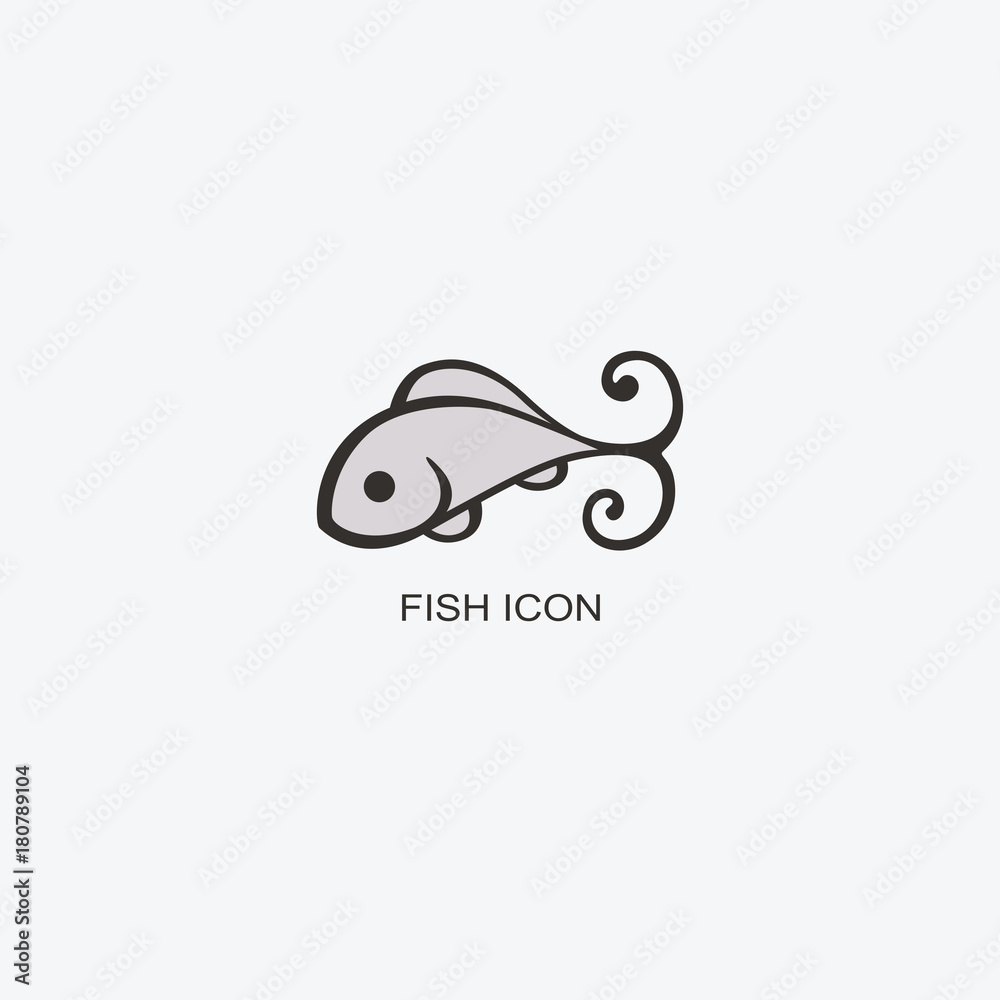 Fish logo template for design. Icon of seafood restaurant..Animals in a natural environment. Illustration of graphic flat style Fish logo template for design. Icon of seafood restaurant..Animals in a natural environment. Illustration of graphic flat style