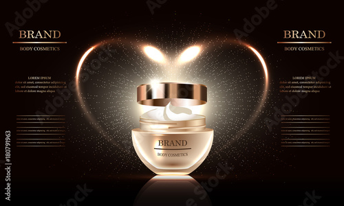 Cosmetics beauty series, premium body cream for skin care, template for design poster, placard, presentation, banners, backgrounds, vector illustration.