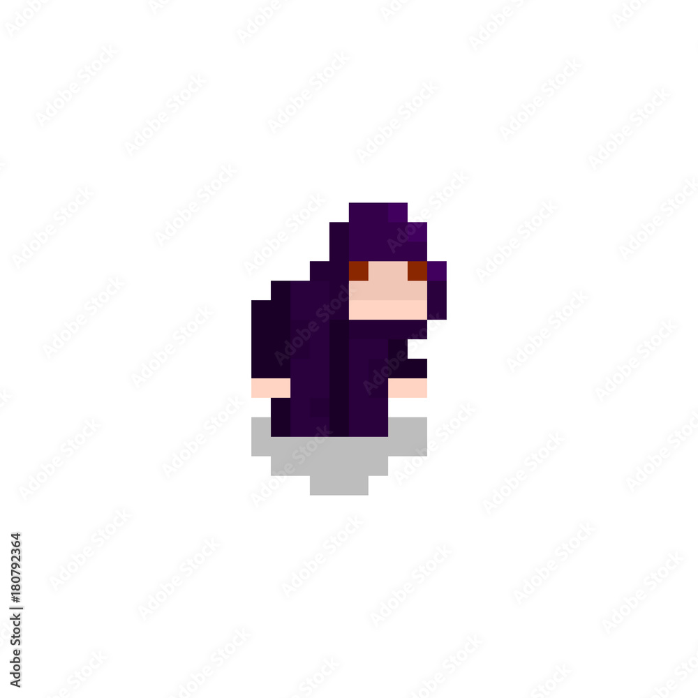 Pixel character dark mage for games and web sites