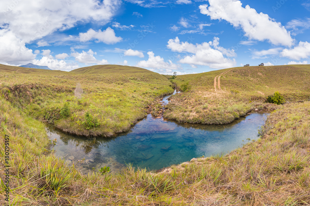 Natural blue pond in a creek located in Gran Sabana region, in south-eastern Venezuela