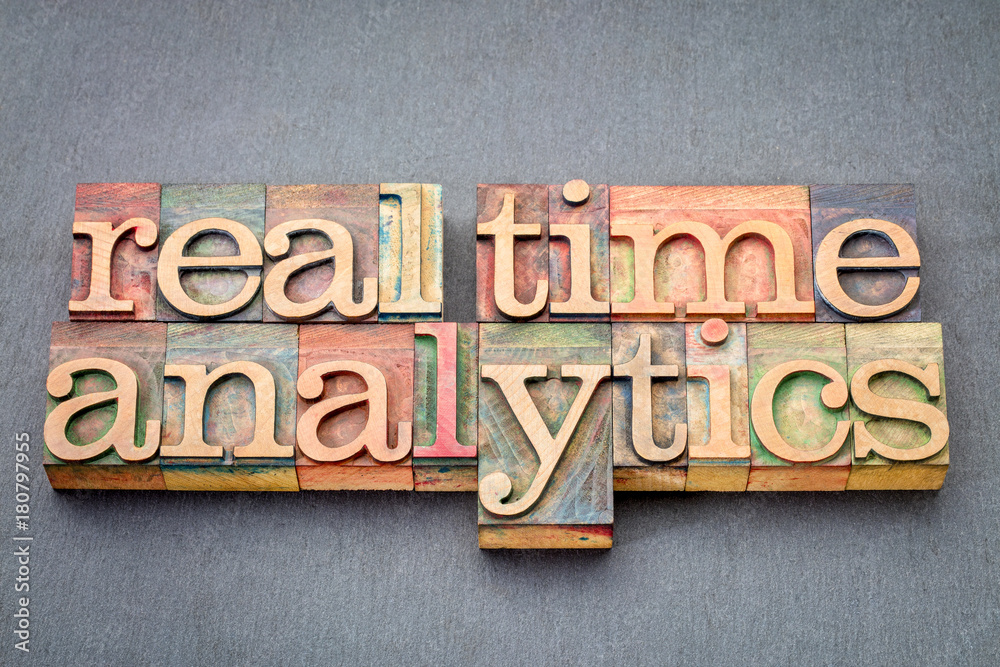 Fototapeta premium real time analytics in wood type