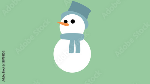 cute friendly looking snowman graphic green and blue