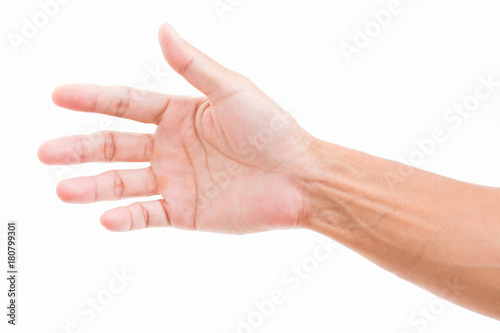 Man hand grabbing isolated on white background